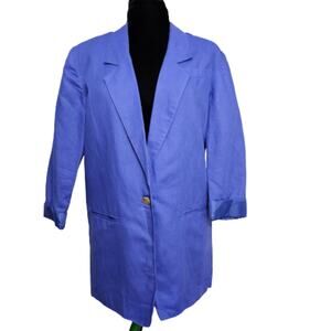 VINTAGE 80's SK & Company Blue Lined Long Sleeve Single Button Closure Blazer 12